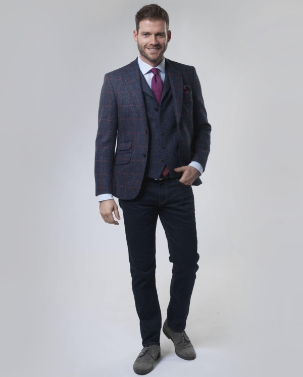 Harris Tweed Jacket Red Overcheck 614 - Afbeelding 6