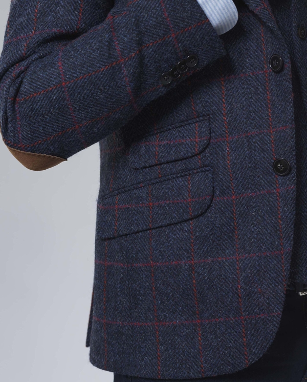 Harris Tweed Jacket Red Overcheck 614 - Afbeelding 3