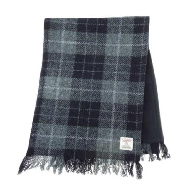 Harris Tweed Scarf in Navy Tartan