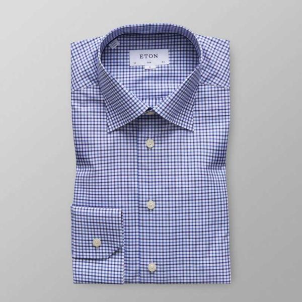 Blue check twill shirt