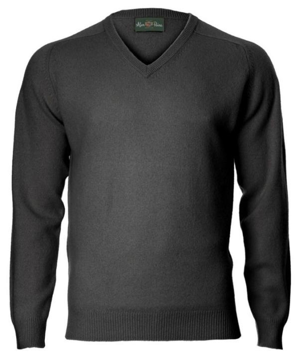 Alan Paine Lamswol Pullover V-hals, Updated Fit - Charcoal - Afbeelding 4