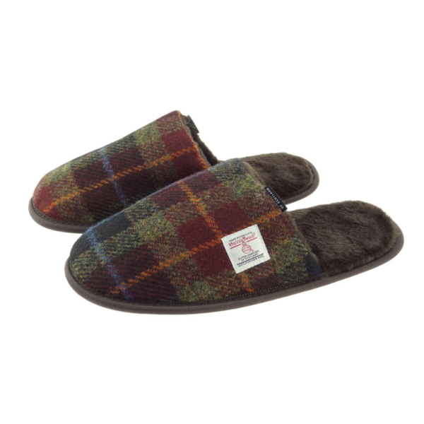 Harris Tweed Slippers Rust Check